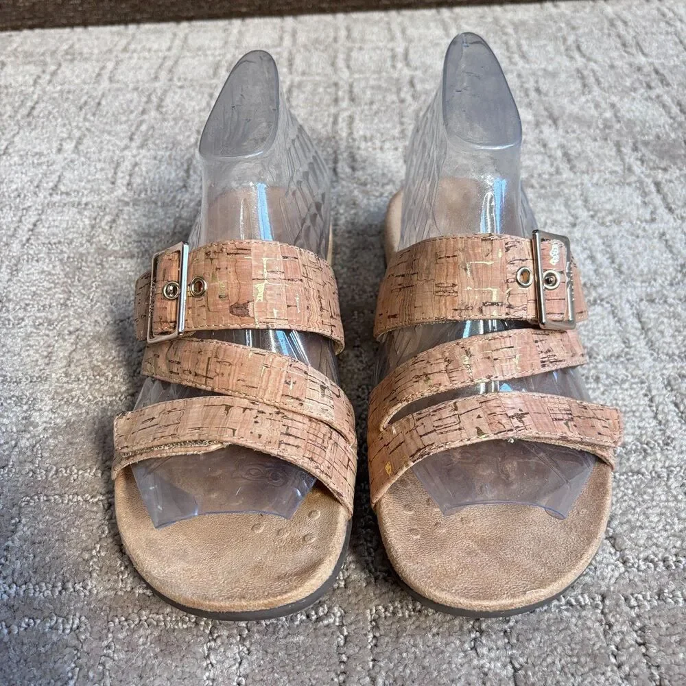 Vionic Skylar Sandal Women's 5 Cork Adjustable Slide Orthotic Comfort Vacation